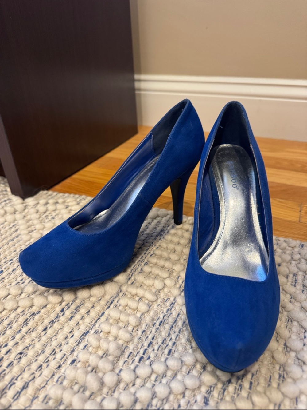 Royal Blue Suede Platform High Heels